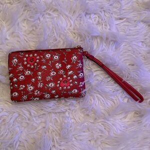 Coach Floral Red Wristlet Clutch